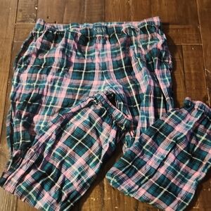 Victorias Secret Pink and Blue Plaid Pajama Bottoms
